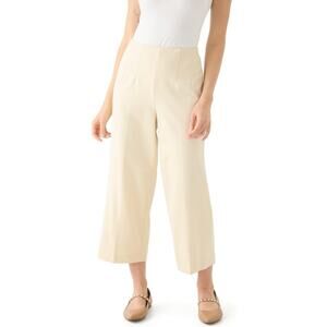 Anne Klein Women Parchment Ivory Crepe High-Rise Cropped Wide-Leg Pants Size XL